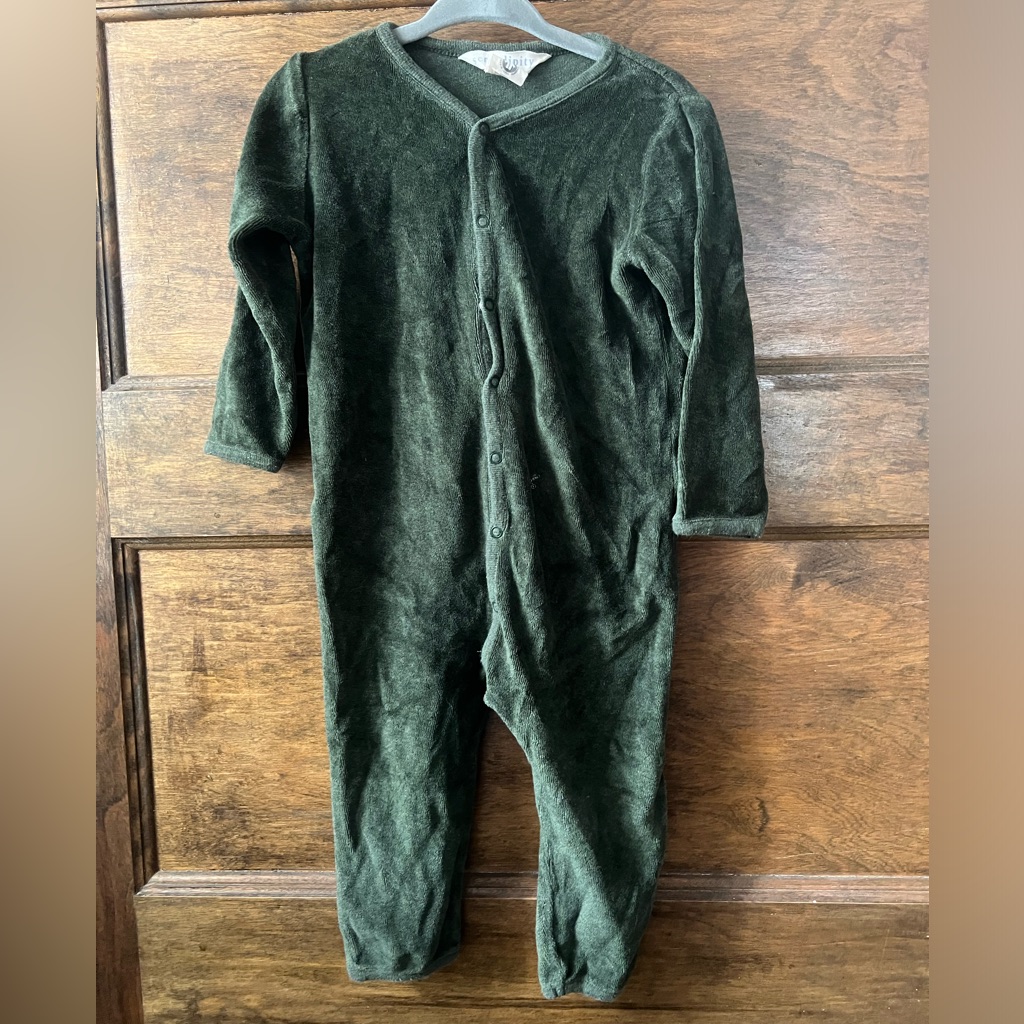Serendipity | Forest Green Velour 100% Cotton Onesie